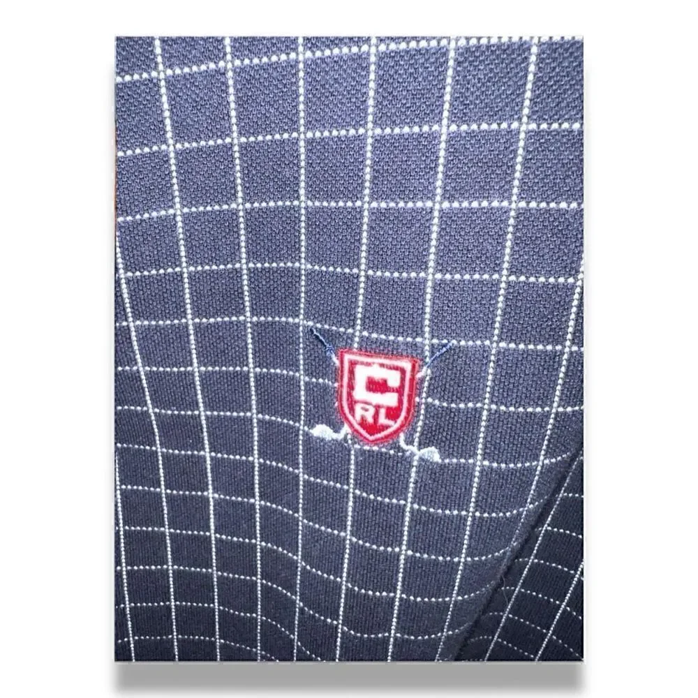 Navy Check Chaps Ralph Lauren Pique Polo Shirt Size XL